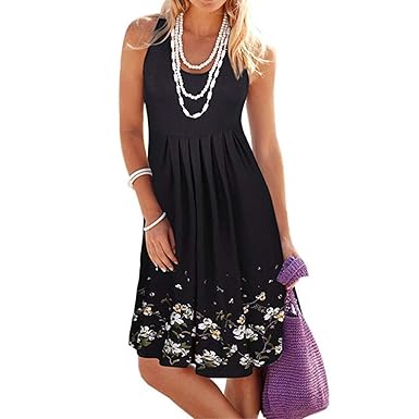 UFACE 2019 Sommerkleid Damen Kleider Sommer Kleid Knielang Trägerkleid Strandkleider Sommerkleider