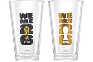 OFFICIALLY AUTHORIZED FIFA WORLD CUP 2026 EDITION COLLECTABLE PINT GLASS (Set of 2 BLK/GLD) - 16 Ounces Ea. Perfect Set for V