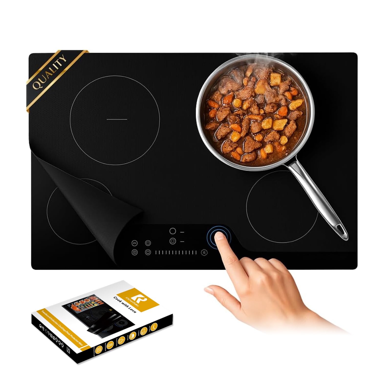 Photo 1 of Large Induction Cooktop Protector Mat,Translucent (Magnetic) Stove Top Cover for Electric Stove, Silicone Stove Mat for Glass Top Stove,Glass Top Stove Cover (Semi-transparent Black, 20.4" × 30.7")