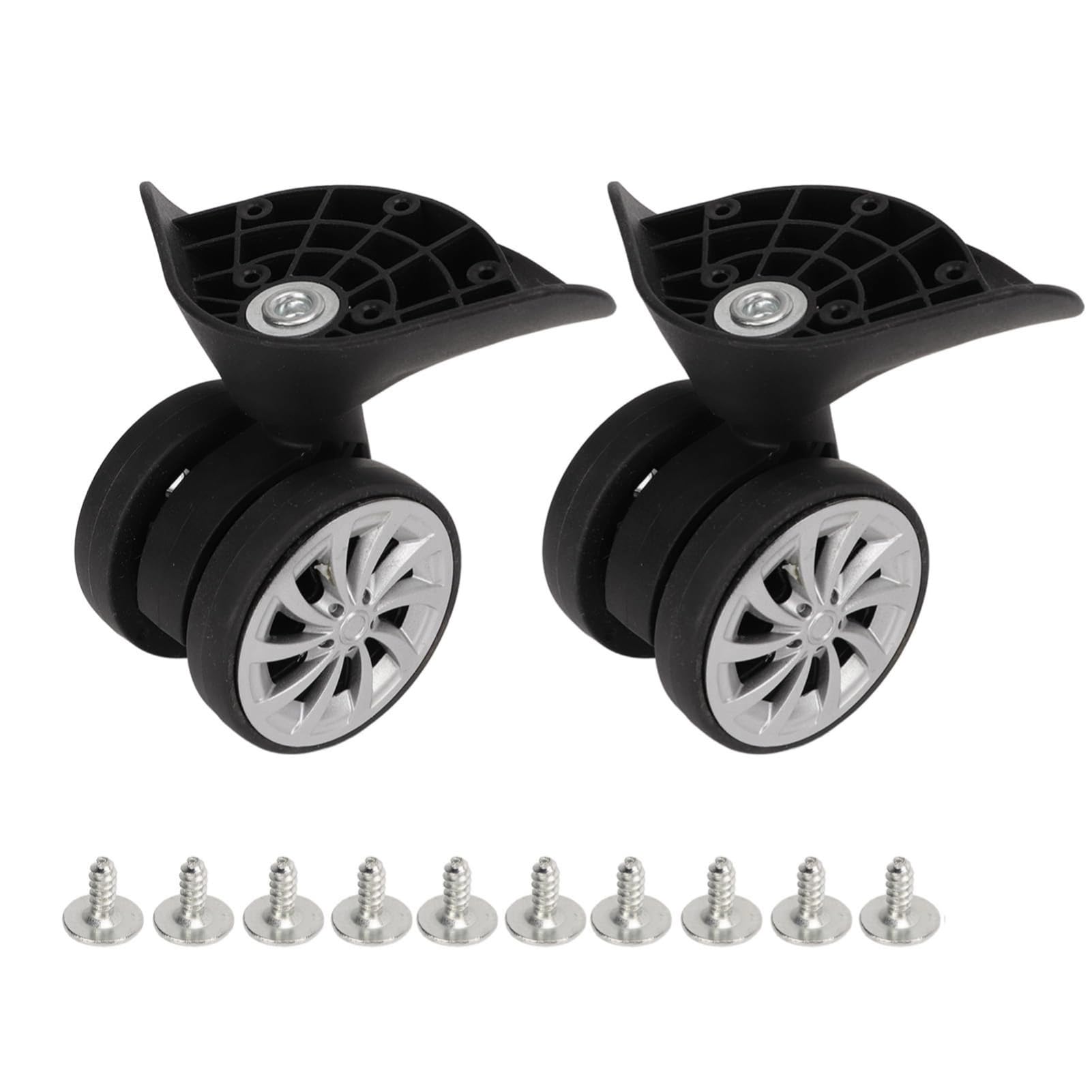 Photo 1 of 1 Pair Luggage Suitcase Wheels, Luggage Wheels Replacement Travel Suitcase Caster Wheels 360° Swivel, Trunk Luggage Wheel Spare Part Replacement for Luggage Suitcase Trolley, Mute Double Row Wheels