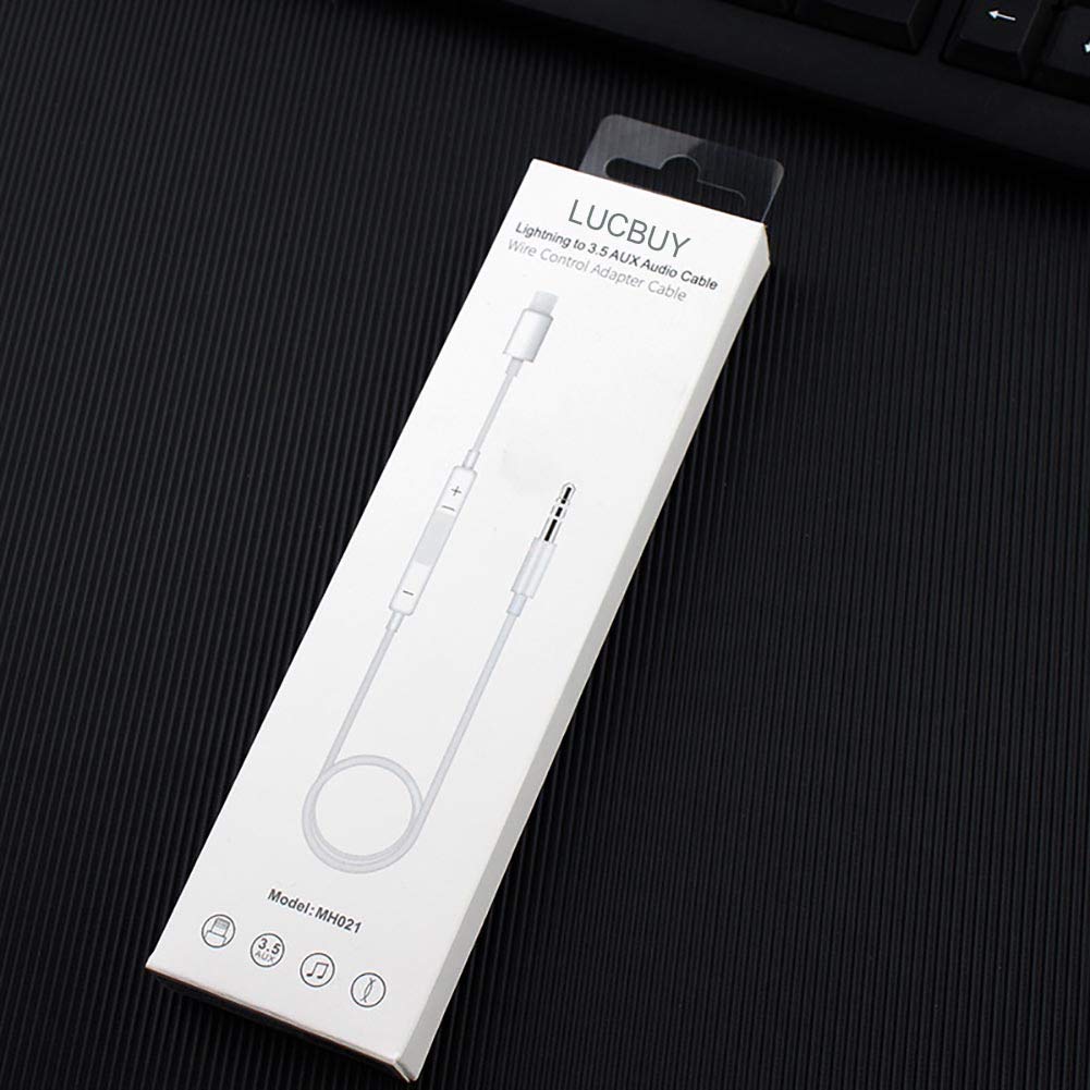 Aux Cord per iPhone,Lucbuy Cavo Aux da 3.5 mm per iPhone 7/X/8/8 Plus/XS  Max/XR per autoradio o altoparlante o adattatore per cuffie supporta la  versione iOS 12 più recente o precedente Cavi