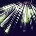 Vmanoo LED Outdoor Lights 8 Tube Meteor Shower Rain Lights Solar Powered Icicle Raindrop Snow Falling Lights Cascading Lighting for Garden Outdoor Patio Holiday Wedding Party Decoration (White)