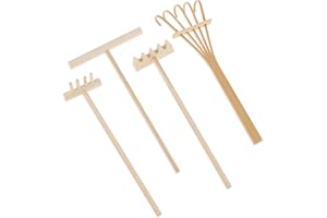 HARIENDNY 4 Pack Miniature Tabletop Rock Sand Zen Garden Accessories, Mini Zen Garden Rake Tools, Zen Sand Garden Rake Set, Small Rakes for Garden Beds, Mini Sand Stamp Rakes for Home Gift Garden Decor