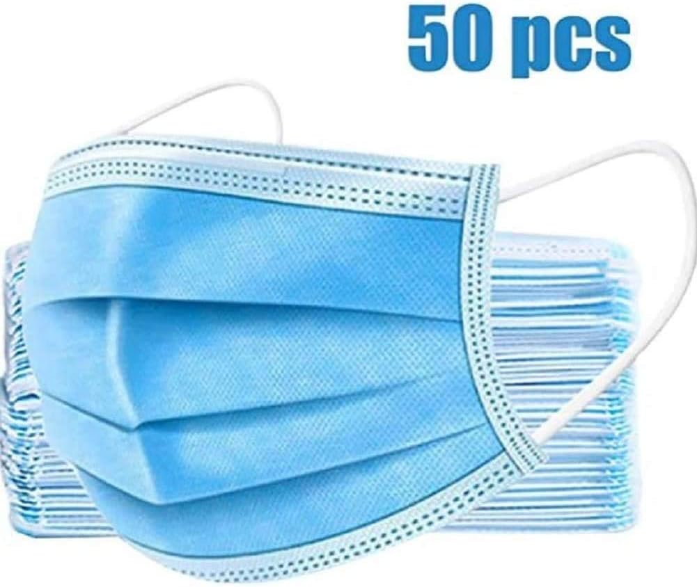 50Pcs Disposable Face Masks 3 Ply Earloop Hypoallergenic Breathability Comfort Breathable Beauty Dust Mask