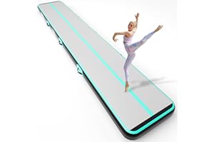 Naice Inflatable Air Gymnastics Mat, Training Tumbling Mat, 10ft/13ft/16ft/20ft Tumble Tracks 4/8in Thickness Air Training Mats with Electric Air Pump for Indoor/Gym/Outdoor/Yoga/Water/School Use