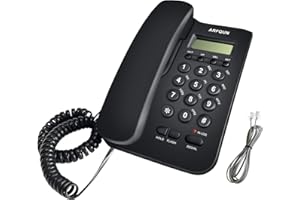 SIWMER Wired Telephone, Desktop Telephone, Fixed Telephone, Caller ID Telephone, Front Desk Home Office with Call Display and Other Multi Scene Telephone Sets (Black)