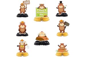 COOSOAR Happy Groundhog Day Honeycomb Centerpieces Cute Cartoon Animals Theme Decor for February 2nd Holidays Festival Groundhog Day Weather Forecast Spring 1st Birthday Party Favors Supplies Decorations