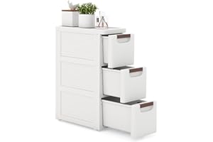 LOKO 3-Drawer Narrow Storage Cabinet, Slim Rolling Cart, Mobile Plastic Cart Container with Pull Handles, Built-in Wheels, for Living Room, Kitchen, Bathroom, Office (7.5"x16.5"x22.5" (3 Drawer))