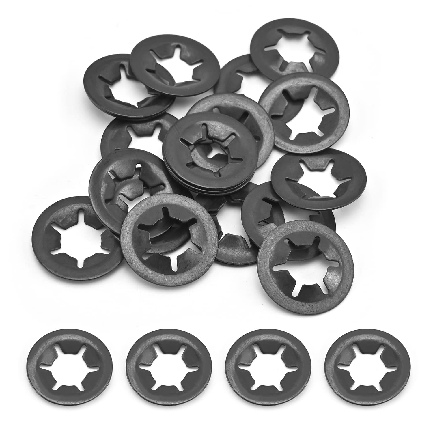 Othmro 20pcs Starlock Washers, Internal Tooth Push On Locking Washers, Quick Speed Clips Fasteners Washers, Fixed Lock Washers M8