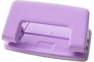 Diyeeni 2 Hole Paper Punch Faster Punching Sturdy Construction for Home and Office Metal 6mm Hole Spacing Puncher (Purple)