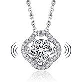 MomentWish Necklace for Women, Sparkling Gift for Her, 1Carat Moissanite Heart Pendent for Her, 925 Sterling Silver Dance Necklace for Anniversary Christmas Valentines