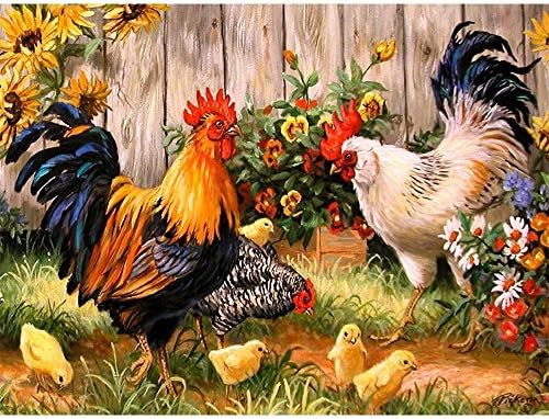 5D DIY Diamond Painting By Number Kits,Chicken Diamond Painting(30X40CM/12X16inch)