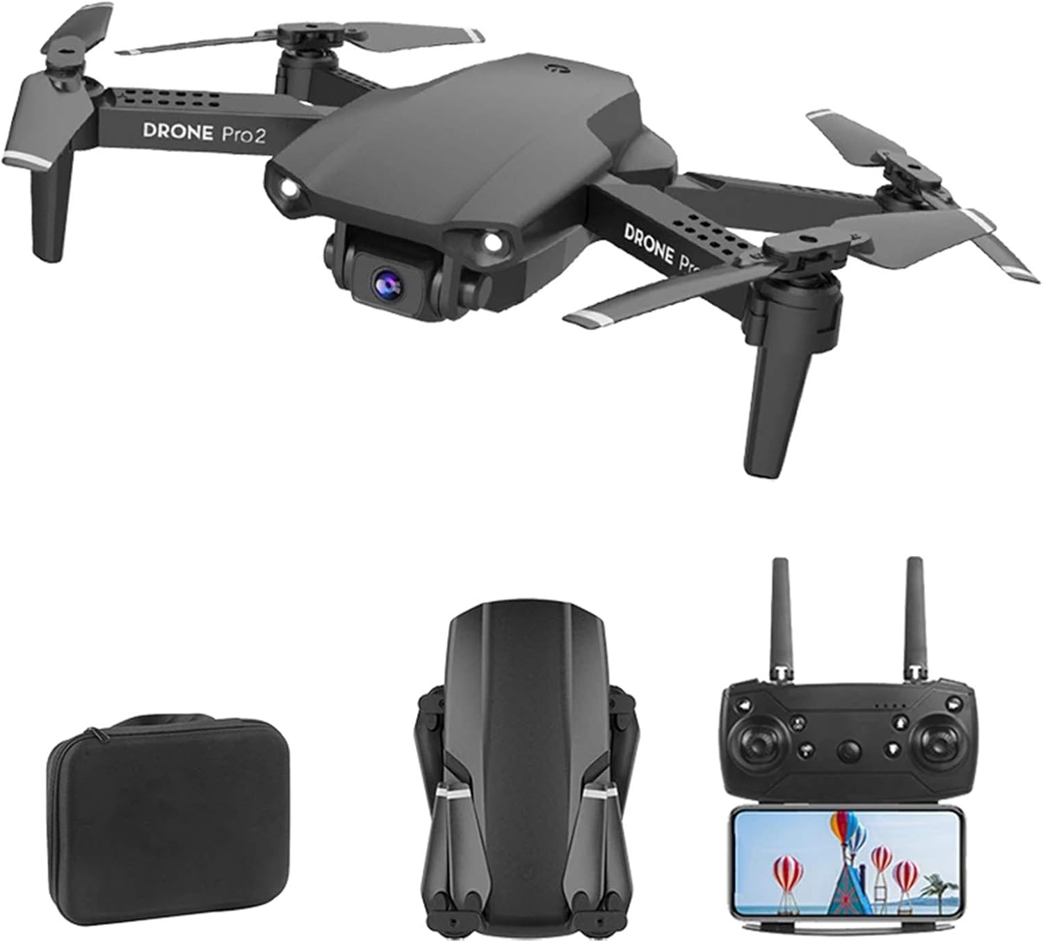 New Mini Drones 4K Dual Camera WiFi FPV Professional Aerial Photography Foldable Drone RC Quadcopter Gesture Photo Trajectory Flight one Key to Return Home Fixed Height,Black,3battery