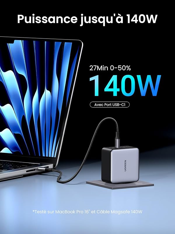 Nexode 160W Chargeur USB C Rapide 4 Ports GaNInfinity Prise Secteur