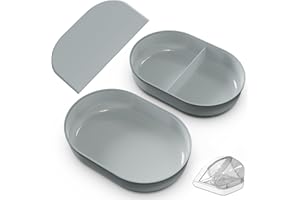 BAOFUM Bowl & Mat Set for Automatic Microchip Cat Pet Feeder, Sealing Ring Design for Keeping Food Fresh and Reducing Odor, Easy to Clean(Grey)