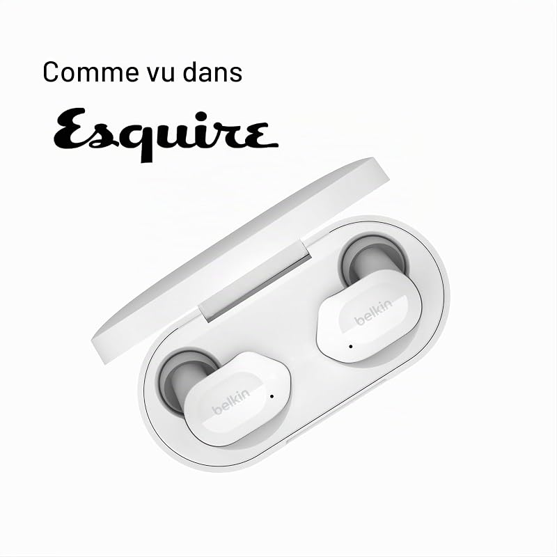 Écouteurs sans fil SOUNDFORM Play (3 préréglages, certification IPX5 pour la résistance à la sueur et aux éclaboussures, autonomie de 38 heures, pour iPhone, Galaxy, Pixel, etc., blanc) AUC005