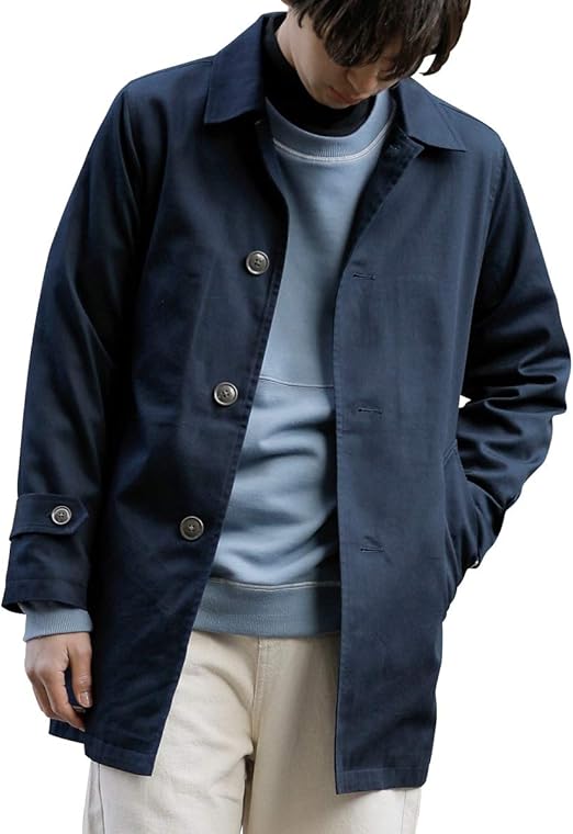 Amazon アドミックス アトリエサブメン Admix Atelier Sab Men メンズ コート コットンツイル ショート ステンカラーコート スプリングコート 02 76 6694 52 Ll ネイビー コート ジャケット 通販