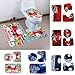 Flower Tiger Merry Christmas Snowman Bath Mat Set,3 Piece Bathroom Mats Set Non-Slip Bathroom Rugs/Contour Mat/Toilet Cover (Santa Claus with Present)