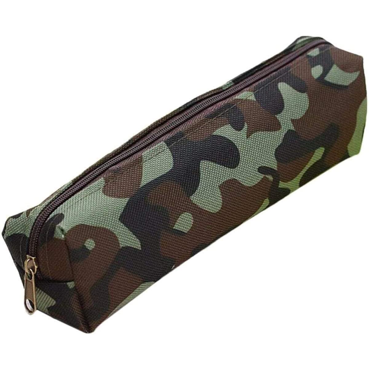 Pencil Case Student Pen Case Office Organizer Camo Zip Storage Bag Pouch Holder for School Supplies Green