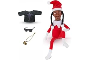 OYB Christmas Elf Plush Doll，Christmas Elf Doll Decoration,Handmade Elf Hip Hop Doll，Christmas Party Home Holiday Decoration Doll (Red)