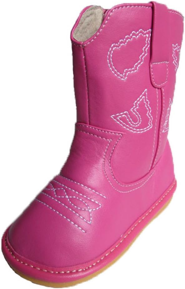 Squeaky Shoes Toddler Hot Pink Leather Cowboy/Cowgirl Boots