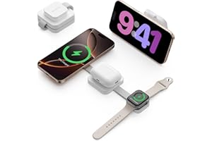 OUOTOO 2025 3 in 1 Wireless Charging Station for Apple Multple Devices - Foldable Magnetic Wireless Charger Dock -Travel 20W Charging Pad for iPhone 16 15 14 13 12 Pro/Pro Max/Plus/Watch & Airpods All Series
