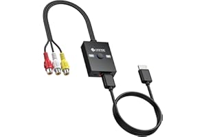 eSynic Portable RCA to HDMI Converter 3D 1080P@60HZ with 4:3/16:9 Switch for PS2/Wii/N64/Xbox/VCR/VHS/DVD/Gaming Consoles/Projector to Modern TV Composite CVBS Video Audio Converter Supports PAL,NTSC