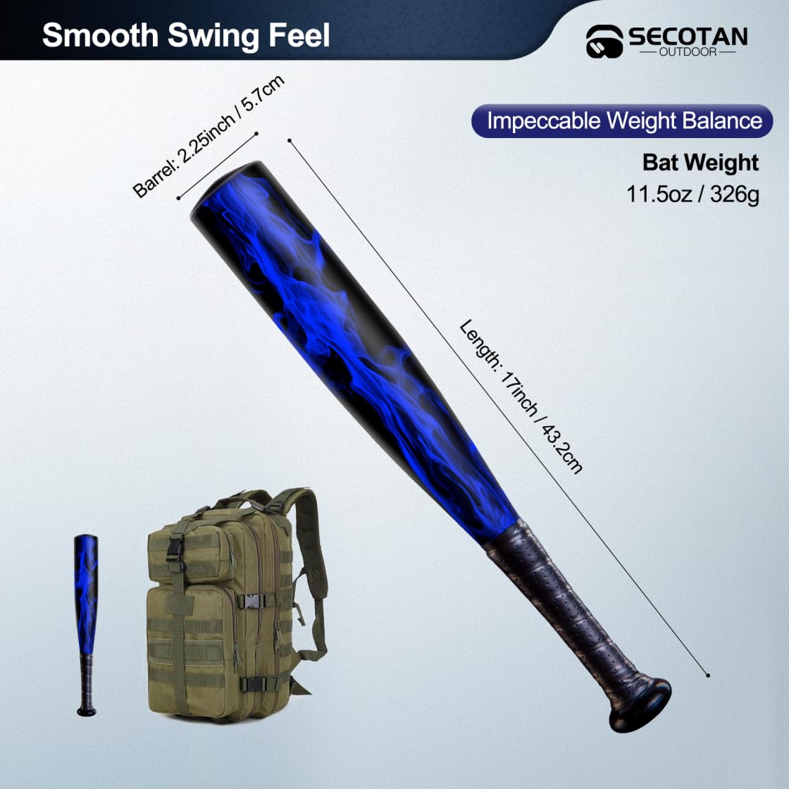 Bat T Ruck Mua Baseball Bat, Aluminum One Hand 17-Inch Training Bat, Softball Bat ...