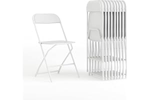 Flash Furniture Hercules Set of 10 Indoor/Outdoor Heavy-Duty Plastic Folding Chairs, Foldable Commercial Stacking Chairs with 650-lb. Static Weight Capacity, White