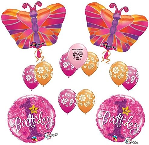 Sweet Girl Butterfly 1st Birthday Balloon Decoration Kit