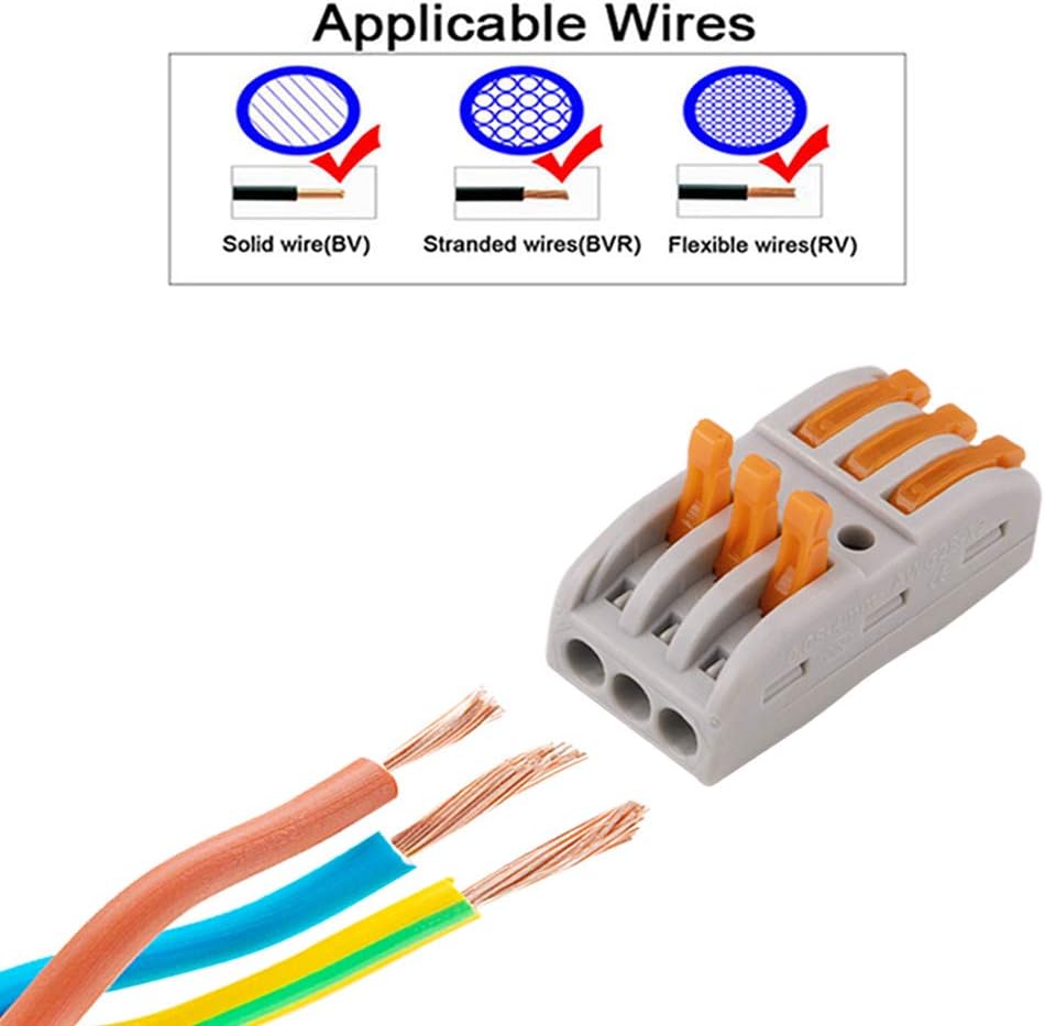QitinDasen 12Pcs SPL-3 Lever-Nut Wire Connector, 3 in 3 out 6 Ports Conductor Compact Wire Connector, Orange - Image 4