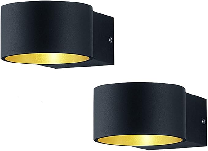 Led Wandleuchte Mit Up And Down Light Aussen Schwarz Innen Gold Im 2er Set Vielseitige Wandbeleuchtung Amazon De Beleuchtung