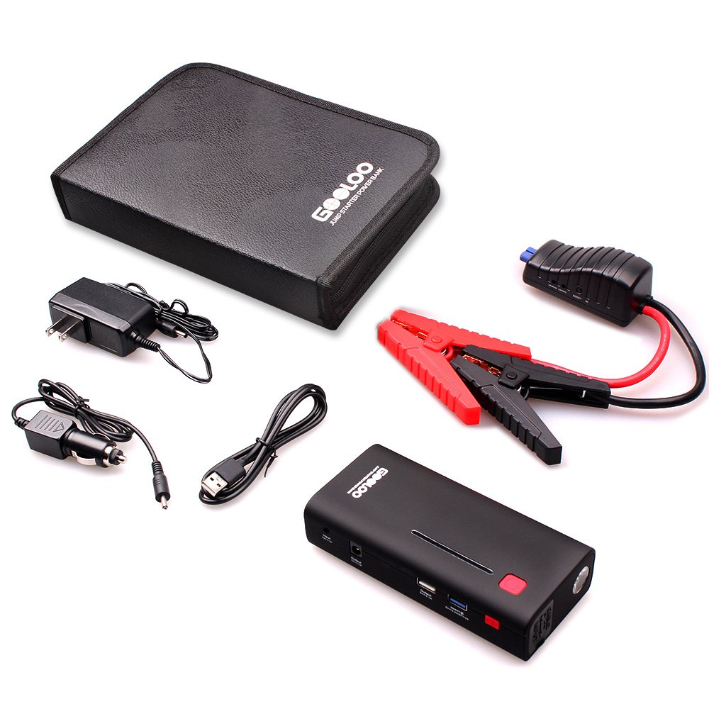 12V Portable Power Pack Auto Battery Booster Phone Charger Builtin LED Light Up to 7.0L Gas or