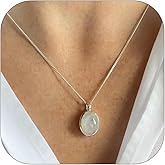 ALRNBY Moonstone Necklace for Women Natural Stone Pendant Necklace White Necklace as Christmas Lover Necklace for Anniversary