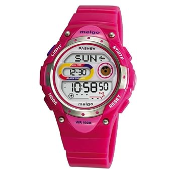 Pasnew LED Waterproof 100m Sports Digital Watch for Children Girls Boys Pink