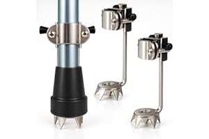 Vive Cane Tips for Ice - All Terrain Heavy Duty (2 Pack) Metal Retractable 4-Prong Hiking Attachment - Replacement Grip for Walking Sticks, Trekking Pole, Crutches, Tip Points for Winter Snow Safety