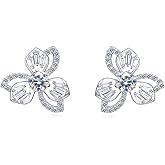 Moissanite Halo Earrings - Princess Cushion D Color VVS1 Clarity Sterling Silver Earrings for Women, Men - Perfect Jewelry Gifts