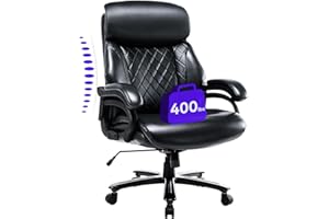 COLAMY Big and Tall Office Chair 400lbs-Heavy Duty Executive Desk Chair with Extra Wide Seat, High Back Ergonomic Leather Computer Chair with Tilt Rock&Tension, Padded Armrests-Diamond Black