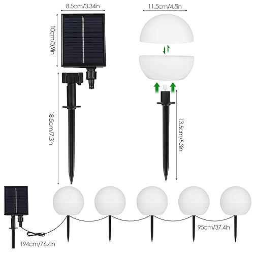 ZWOOS Solar Globe Lights Outdoor Waterproof, 5 Solar Balls for Garden, In-g