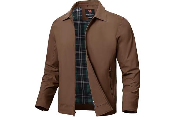 BGOWATU Men's Lightweight Jackets Casual Full Zip Windbreaker Water Resistant Golf Dress Work Light Jacket