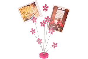 TFU 8-Branch Family Tree Picture Frame Holder, Card Photo Clips Holder Desk Stand for Memo Paper Note Photo Christmas Wedding Card Display (Rose Red Flower)