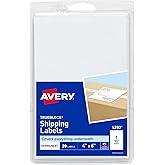 Avery Printable Shipping Labels, 4" x 6", White, 20 Blank Address Labels (05292)