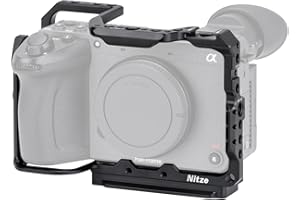 Nitze FX2 Cage, Full Cage for Sony FX2 Camera & XLR Handle, with Built-in NATO Rail, Cold Shoe and Quick Release Plate for Ar