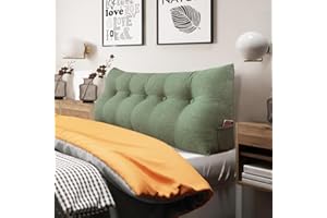 BNCKTRD Headboard Pillow Wedge Queen Size Large Bolster Pillow for Bed Triangle Reading Pillow Back Support Pillow for Sitting Up in Bed XXL Couch Daybed Bed Rest Backrest Cushion Linen Sage Green