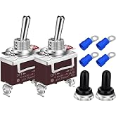 DaierTek Waterproof Toggle Switch 12V DC 30A Heavy Duty 2 Pin ON Off SPST with Weatherproof Boot Cap Cover for Auto Car Marine Boat -2 Pack