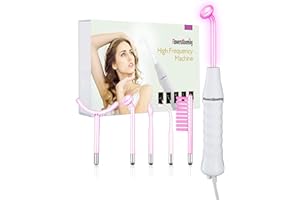 QUIET&FAR High Frequency Facial Wand/Machine with 5 Argon Parts Skin Care Tool for Wrinkles Reducing Face Skin Tightening.
