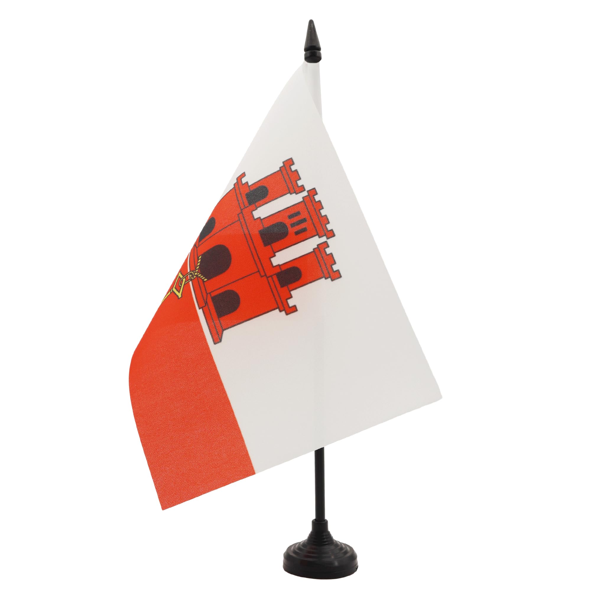 AZ FLAG Gibraltar Table Flag 5'' x 8'' - Gibraltarian Office Decoration 100% Polyester 21 x 14 cm - Mini Desk Flag with Pole and Black Plastic Base
