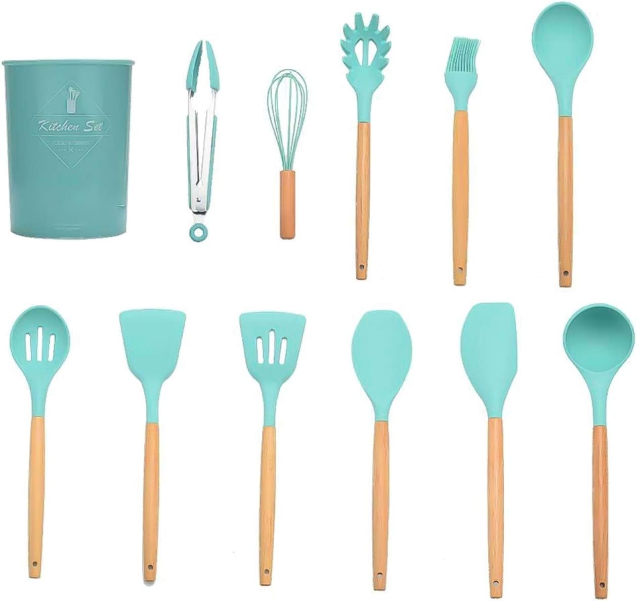 Shilia Pragmatic Kochgeschirr, 4 Farben, Holzgriff, antihaftbeschichtet