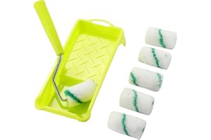 KUPOO Paint Roller,High-Density Fabric Roller with Frame,Tray,Mini Paint Roller Refills, 2" Painting Supplies for Smaller DIY Stenciling Projects(Pack of 8)