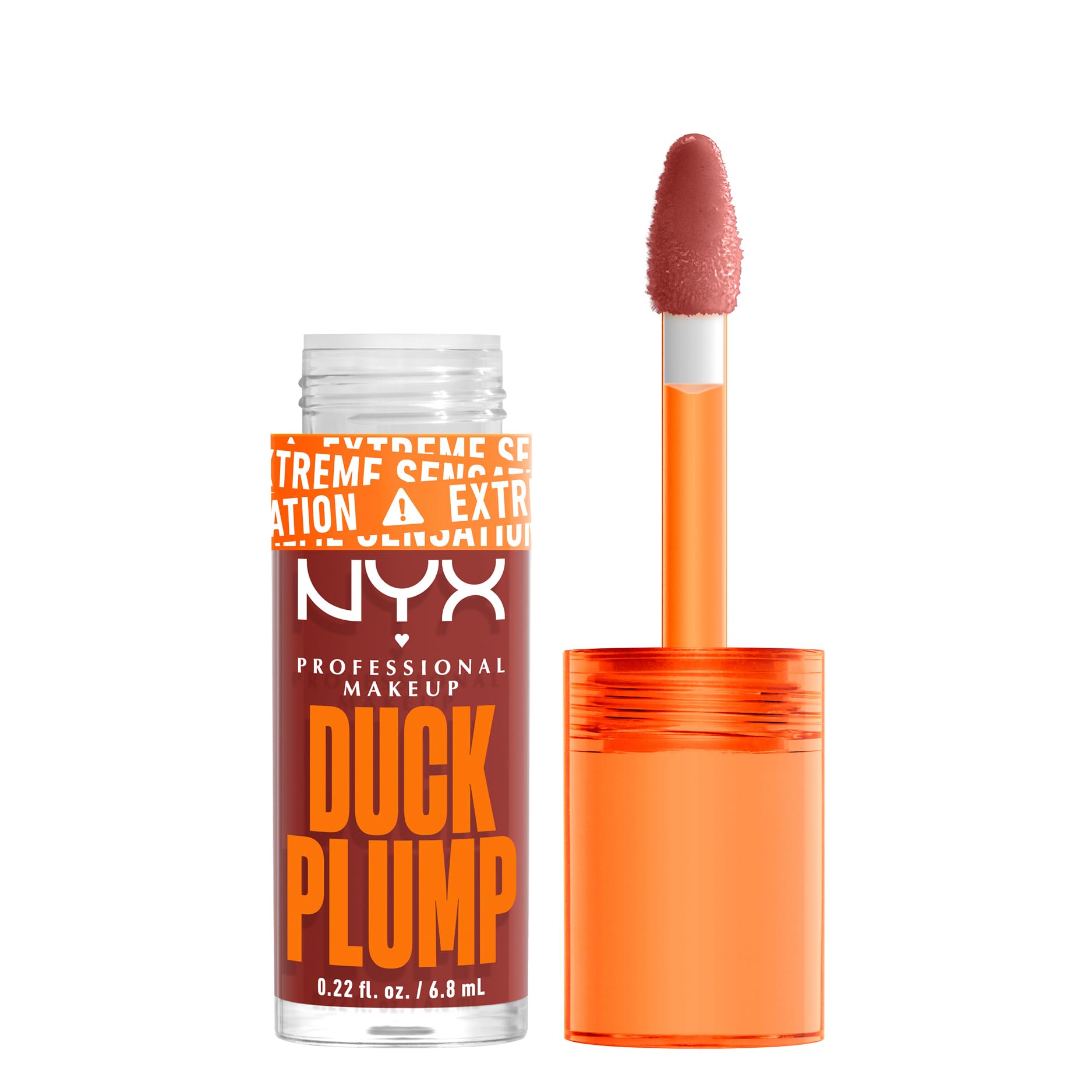 NYX Professional Makeup Lip Plumping Gloss, Intense Colour and High Pigmentation, With Extreme High Shine Finish, Infused with Spicy Ginger, Vegan Formula, Duck Plump, Brick Of Time
